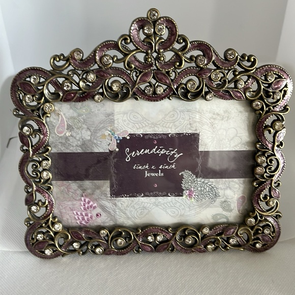 belle maison picture frame Purple Swirl Enamel 4x6 Photo Victorian Crystal - Picture 1 of 4